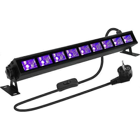 Schwarze 36-W-Lichtleiste, 9 UV-LED-Lampen, UVA-Bereich 385–400 nm, mit Stecker/Schalter