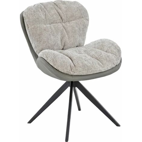 Chaise pivotante 360° tissu doux beige et pieds métal noir – CORNELIA (1/5)
