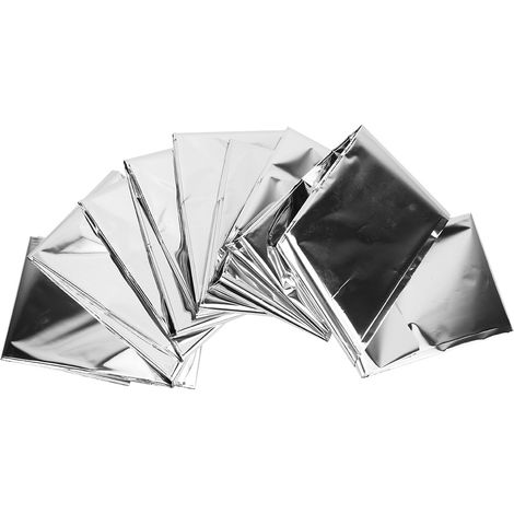 5 pièces couverture de survie imperméable réfléchissante d'urgence pour camping randonnée sauvetage tremblement de terre premiers secours argent (1/5)