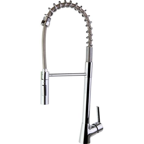 Grifo de Fregadero de Gran Cocina Home Profesional con Caño Extraíble, Extensible y Orientable Cromado (1/4)