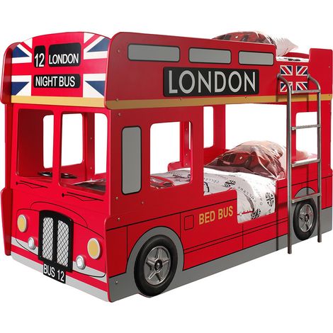 SOHO - Lits Superposés 90x200cm Style Bus Londres avec Leds (1/2)