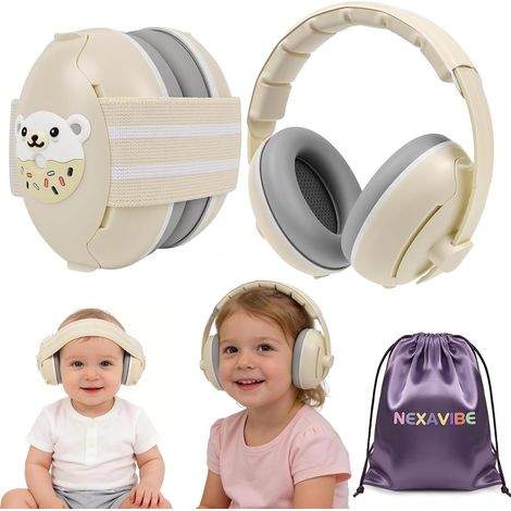 Cache-oreilles pour bébé, casque antibruit 2 en 1, protection auditive pour 0 à 48 mois, bandeau réglable (1/5)