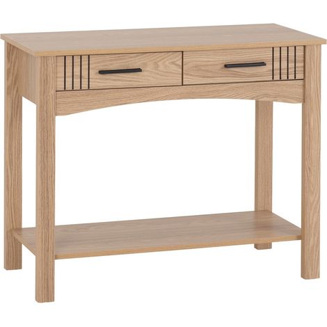 Tessa 2 Drawer Console Table - L35 x W73.5 x H93 cm - Natural Oak