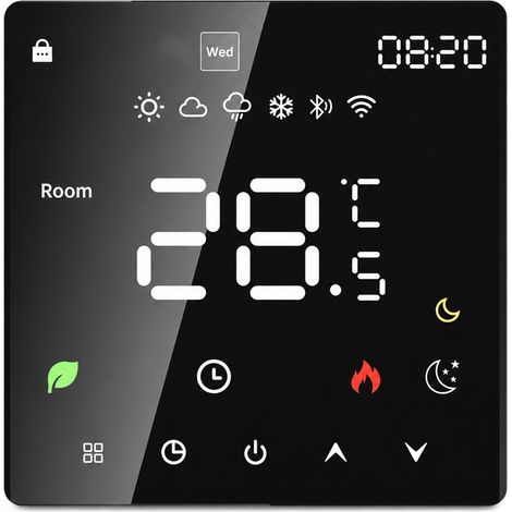 Thermostat pour Chauffage au Sol à Eau et Chaudière, 3 A, Sans Wi-Fi, Noir, K6 (1/5)
