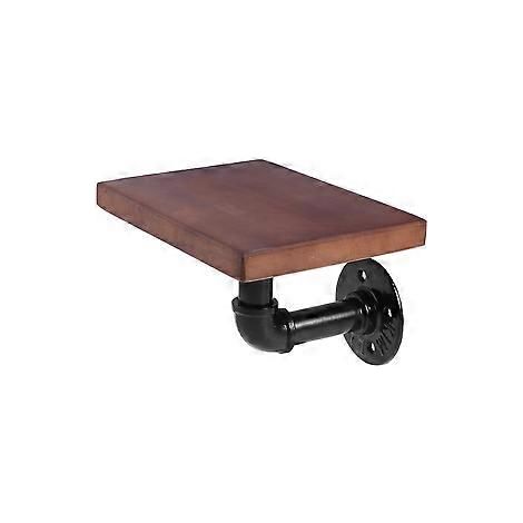 Support mural vintage en fer forgé et bois, cadre décoratif mural rétro noir (couleur et grain du bois aléatoires)