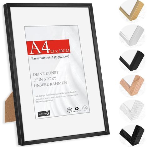 Bilderrahmen DIN A4 Passepartout Alu Schwarz A4(21x29,7cm) 1x (1/5)