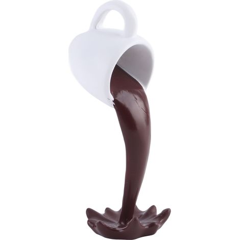 Nouveauté tasse à café flottante Sculpture résine déversement pour ornements de bureau à domicile décor (1/5)