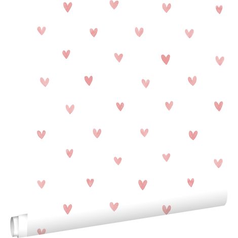 papier peint coeurs blanc et rose terracotta  - ESTAhome (1/5)