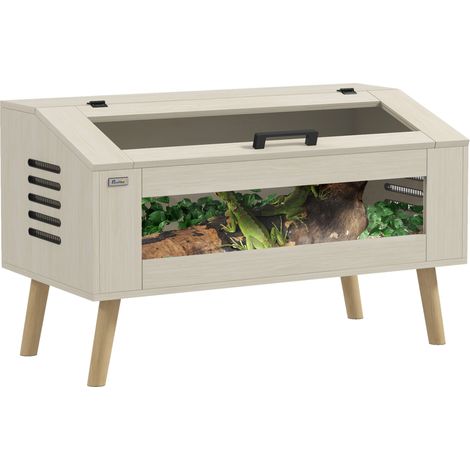 Terrario per rettili, vivario per serpenti, 140 litri con finestre in vetro temperato, coperchio, 100 x 50 x 60 cm