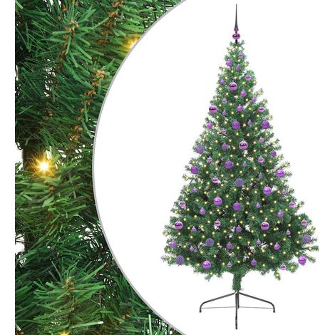 Sapin de Noël Arbre de Noël artificiel pré-éclairé Vert 210 cm PVC (1/5)