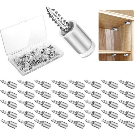 40Pcs Taquet Etagere, Support d'Étagère Étagère Broches Cheville Etagere Supports de Plaque en Métal Nickelé, Supports d'étagère avec protection caoutchouc, Support Etagere pour Armoire Bureau (1/5)