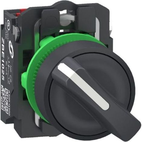 Sélecteur rotatif 22mm 2 positions 1NO+1NF noir IP66 XB5AD255 - XB5AD255