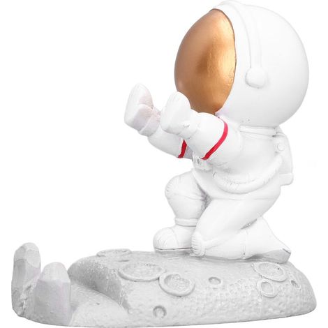 Goldener, astronautenförmiger Handyhalter, exquisiter, umweltfreundlicher Ständer, goldene Druckknopfverzierung, elegante Schreibtischdekoration (1/5)