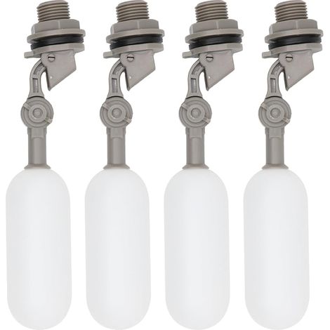Robinet Flotteur 1/2 Pouce, 4 Robinets Flotteurs, Robinet Flotteur Plastique Auto-Remplissant Avec Bras RéGlable Pour Abreuvoirs à BéTail, Aquariums, Aquaculture (Gris) (1/5)