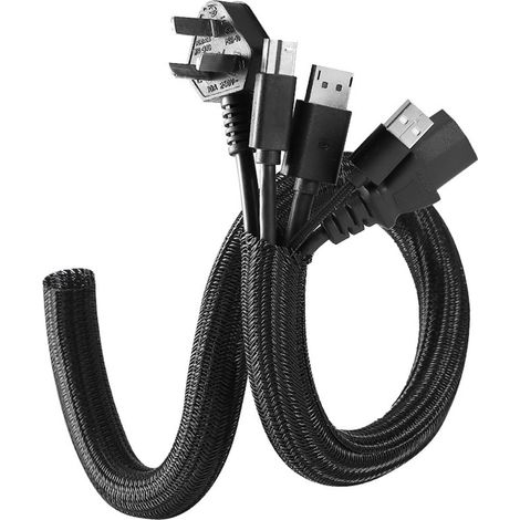 Gaine de protection pour câble de 2 mètres, gaine tressée réglable de 13 à 22 mm, organiseur de câbles extensible, convient aux voitures, téléviseurs, ordinateurs, périphériques USB, équipements audio (1/5)