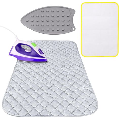 3 Pièces Nappe de Repassage, Silicone Tapis de Repos de Repassage Filet de Repassage Chiffon Protecteur pour Repasser, Accessoire Utile les Vêtements, le Quilting et la Couture (1/5)