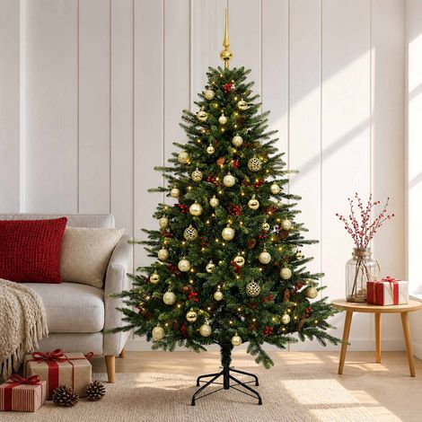 vidaXL Artificial Christmas Tree with Bauble 120 cm 150 LEDs (1/5)