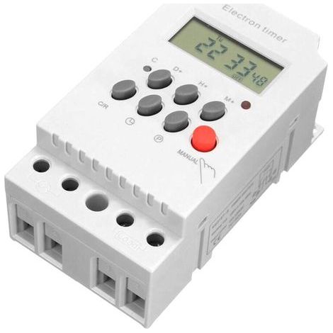 Digital programmable timer AC 220V 25A – 16 on/off settings – DIN rail with LCD clock – 220V power supply (1/5)