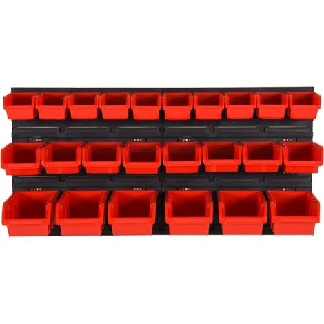 Maison Exclusive - 26-tlg Stapelboxen-Wandregal Rot & Schwarz 77x