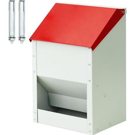 Mangeoire Automatique pour Poules en Acier Galvanisé - Doseur de Nourriture Anti-Gaspillage avec Couvercle Étanche - Capacité pour Volaille, Poulailler (1/5)