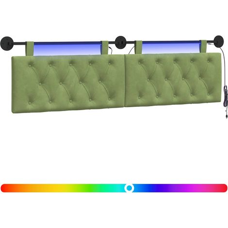Testiera Testata del letto sospesa Con luce LED Verde chiaro Velluto (1/5)