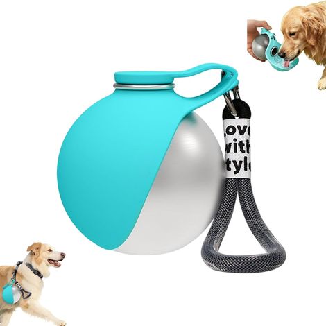 Borraccia per cani in viaggio - 285 ml - Acciaio inossidabile - con sistema di riflusso - Ciotola per acqua per cani pieghevole in silicone - Borraccia da portare con sé per viaggi e viaggi (1/5)
