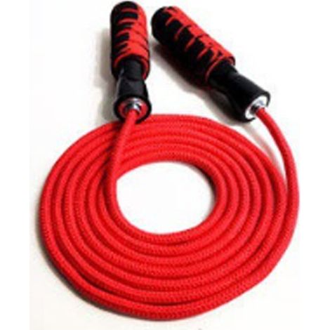 Corde à Sauter - Cordon Coton 9 mm - Manches Antidérapants avec Roulements à Billes - Ajustable - Pour Entraînement Cardio et Boxe - 1 Pièce (1/5)