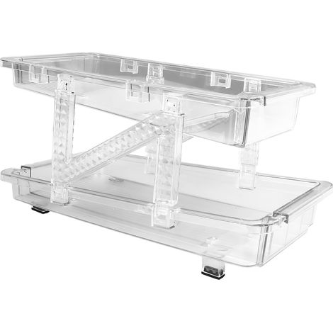 2er-Set Getränkedosenhalter für den Kühlschrank, zwei Ebenen, verstellbar, mit automatischem Rollmechanismus, transparent, Getränkehalter, Organizer zur Aufbewahrung und für den Schreibtisch (1/5)