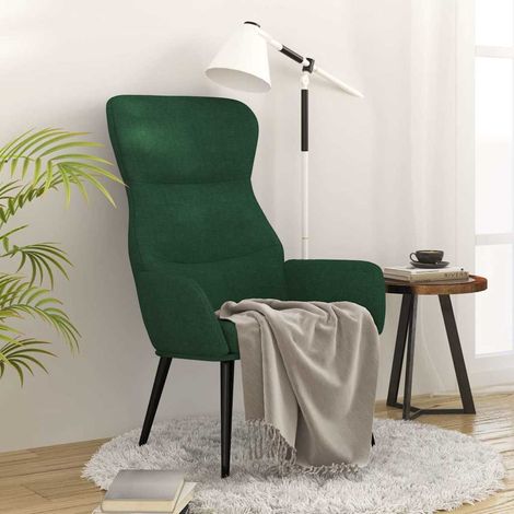 vidaXL Sillón de relax de tela verde oscuro (1/5)