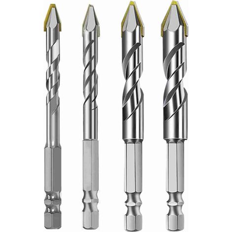 [JAMAIS UTILISÉ]Foret excentrique à tête coudée 6,35 mm, jeu de 4 forets pour verre, béton et bois (6 mm/8 mm/10 mm/12 mm). (1/5)