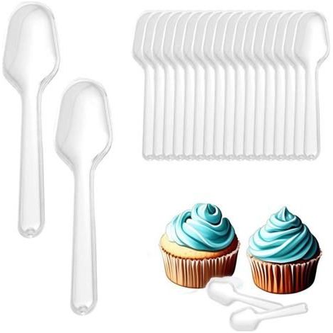 240 Pièces Cuillères en Transparent 7,5cm, Petites Cuillères à Dessert en Plastique,Mini Cuillères de Dégustation Réutilisables (1/4)