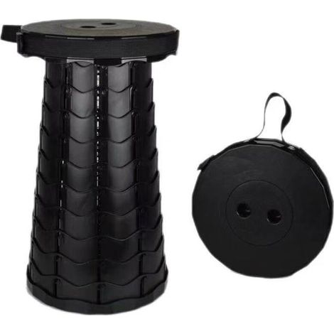 Tabouret télescopique portable, Tabouret Pliable en Plastique, Siege Pliant Portable , Charge max.200KG-Noir