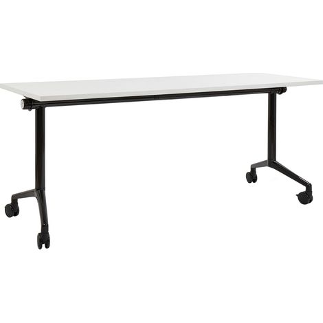Foldable Office Desk CAVI White 180 cm 60 cm with Wheels