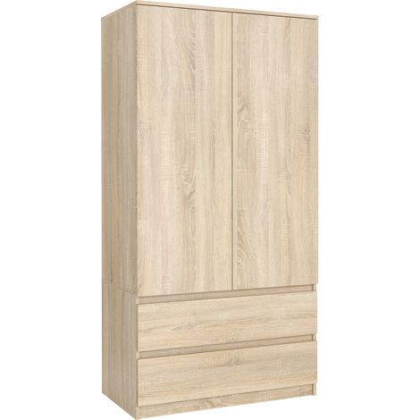 Armadio da Camera con 2 Cassetti, 2 Ante e 5 Ripiani, Rovere Sonoma, 90,2 x 50 x 180,5 cm (1/3)
