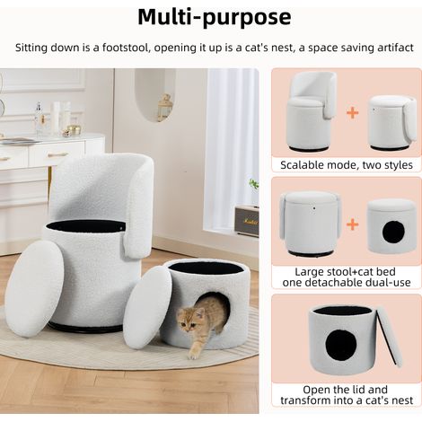 Fauteuil rembourré pivotant 360° maquillage avec rangement,doux multifonction chambre et salle à manger-Chi