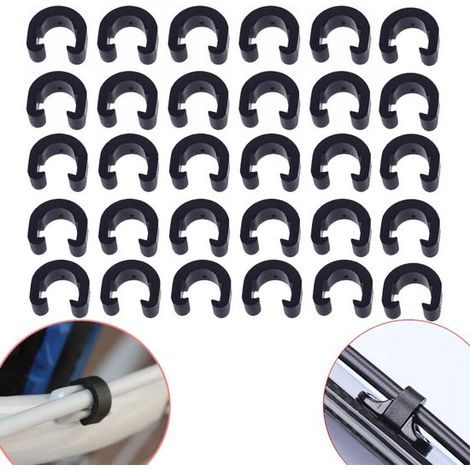 30 clips en forma de C de color negro para bicicletas，aptos para bicicletas de carretera y de montaña，clips guía flexibles，desviador y cambio (1/5)
