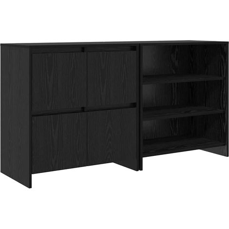 2 pcs Buffet,Bahut,Meuble de Rangements Chêne noir 70 x 41 x 75 cm Bois d'ingénierie CFW61074 (1/5)