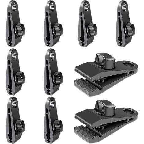 BEBUSINGOTO 10 Stück Planenclips für Zelte, Planenclips für Planen, winddichte Campingzeltclips, Solar-Windclip-Zubehör (Schwarz) (1/5)