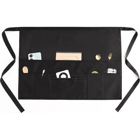 Grembiule da cameriere con tasche con cerniera (confezione da 2) - Grembiuli unisex - Grembiule da cameriere a mezza vita (1/3)