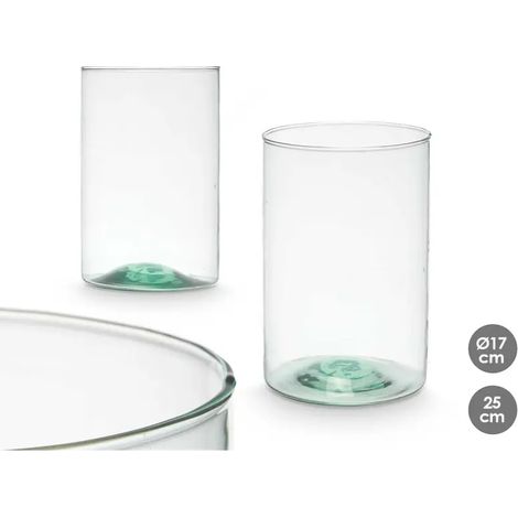 VASO VETRO RICICLATO CILINDRO 17X25