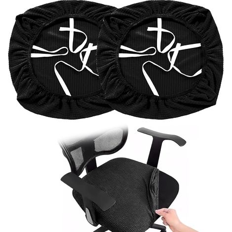 CCYKXA Set of 2 Stretch Chair Covers for Office Chairs, Universal Seat Covers, Elastic and Washable, Suitable for Home, Bar, Wedding Decoration (Black) (1/5)