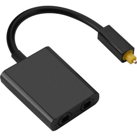 Adaptateur de câble audio optique numérique Toslink à double port 1 entrée 2 sorties Noir