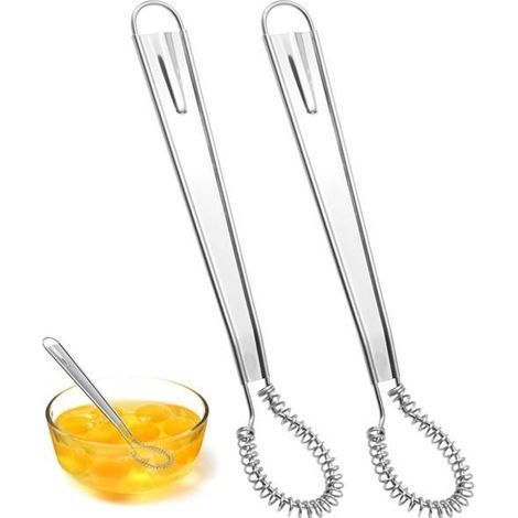 Stainless steel kitchen whisks, 2 pieces, mini hand mixer, blender, hand whisk, for mixing eggs, mixing dough (1/5)