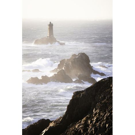Tableau sur toile phare tempête 45x65 cm - Impression sur Toile Murale Décorative - Image imprimée en HD sur Toile - Toile sur Châssis en Bois FSC - Fabriqué en France (1/4)