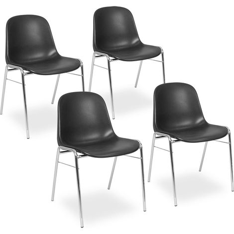 BRB 4 Kunststoffschalenstühle, schwarz, verchromtes Untergestell, BxTxH 495x520x770 mm (1/3)