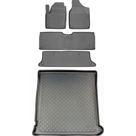 ARISTAR 192169G Kofferraummatte + ARISTAR 602169+692169 Fußmatten – Volkswagen Sharan I Kastenwagen (1995–08.2010), Leichtmetallfelgen, oval, vorne und hinten – EINBAU