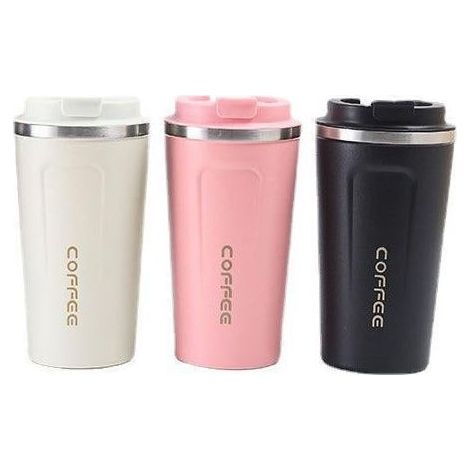Mug isotherme de voyage sous vide en acier inoxydable réutilisable 380 ml blanc (1/5)