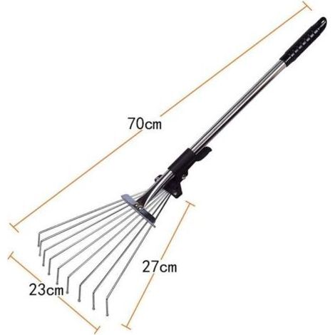 Gartenrechen – Verstellbarer Metall-Gartenrechen, ausziehbarer Unkrautrechen, Campingrechen für Garten, Rasen und Hof