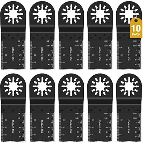 Multitool Sägeblätter Zubehör, Holz Metall Kunststoff Multimaster Sägeblätter Multifunktionswerkzeug Oszillierende Zubehör Universal Schnellfreisetzung für Fein Multimaster Bosch Black&Decker-10Stk (1/5)