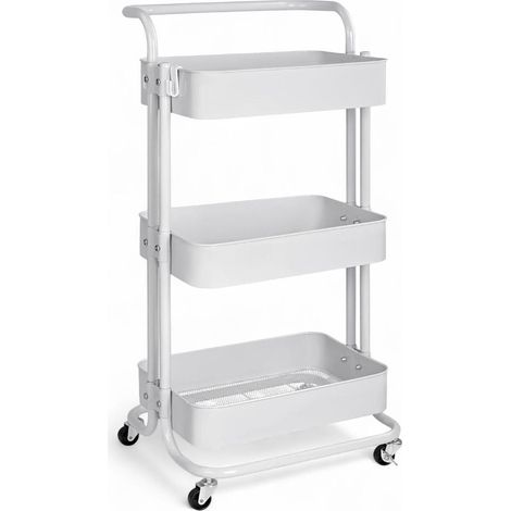 ORION91 CARRO RESISTENTE METALICO CON RUEDAS MULTIUSOS COLOR BLANCO 82,5 x 40 cm - SpazioLuzio